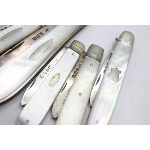 400 - 5 x .925 sterling silver fruit knives 79g