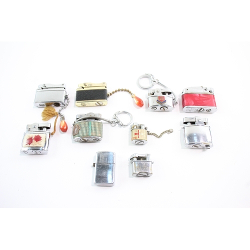 447 - Pocket Lighters Miniature Collection Inc Engraved Leather Ribbed Job Lot