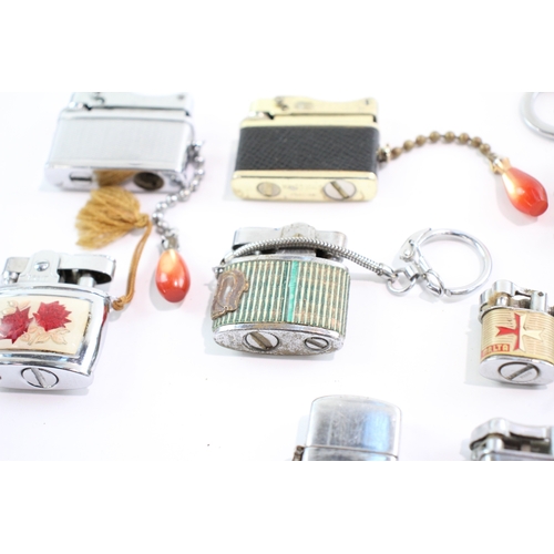 447 - Pocket Lighters Miniature Collection Inc Engraved Leather Ribbed Job Lot