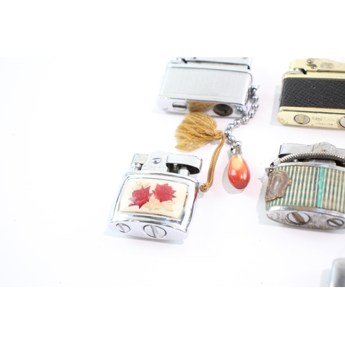 447 - Pocket Lighters Miniature Collection Inc Engraved Leather Ribbed Job Lot