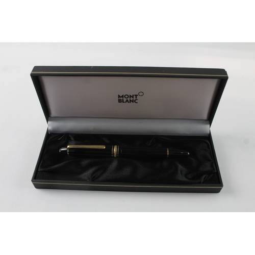 498 - Vintage Montblanc Meisterstuck Black Fountain Pen 14ct Gold Nib WRITING Boxed