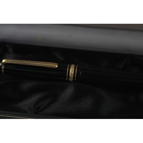 498 - Vintage Montblanc Meisterstuck Black Fountain Pen 14ct Gold Nib WRITING Boxed