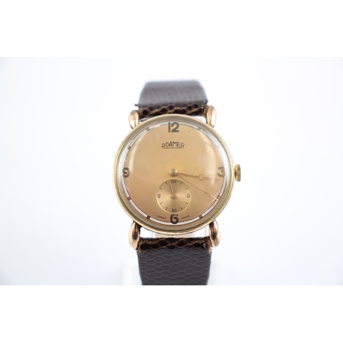 528 - Vintage Roamer Gold Tone Dress Watch Hand Wind Working