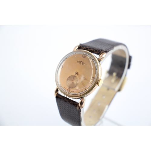 528 - Vintage Roamer Gold Tone Dress Watch Hand Wind Working
