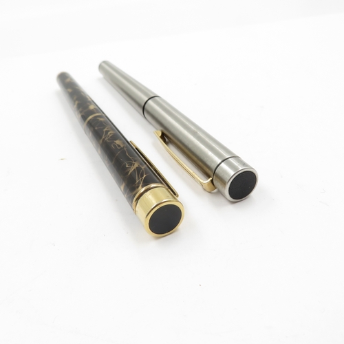 566 - 2 x Vintage Sheaffer Targa Fountain Pens 14ct Gold Nibs WRITING Inc Boxed Etc