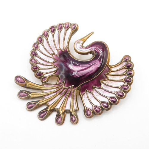 307 - Sterling Silver 925 David Andersen Enamel Bird Brooch (15.2g)