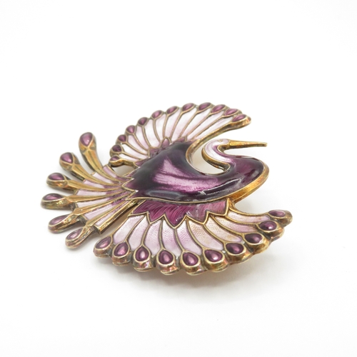 307 - Sterling Silver 925 David Andersen Enamel Bird Brooch (15.2g)