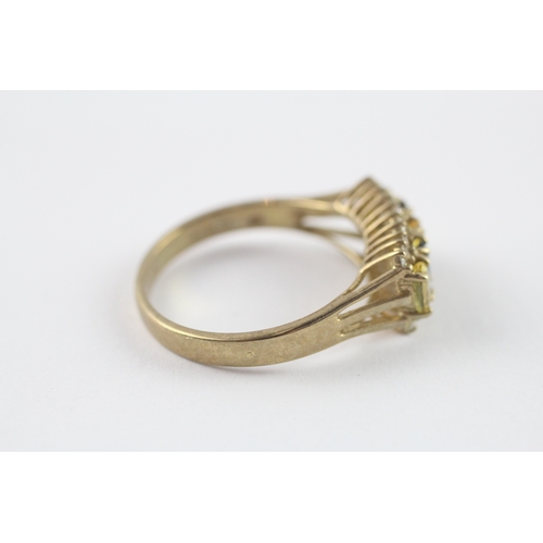 4 - 9ct gold yellow and blue sapphire diamond ring (3.6g) Size S