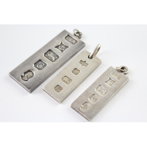 242 - Collection of Sterling Silver Ingot Pendants, Sheffield, Birmingham x 3 (62g)