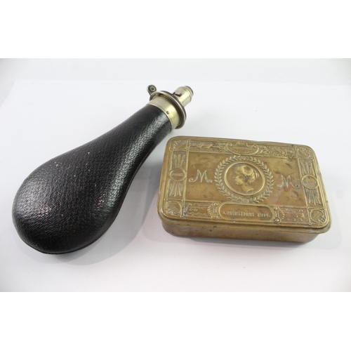 WW1 Princess Mary Tin 1914 & Powder Shot Flask By Bartram & Co