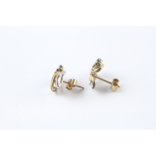 27 - 9ct gold sapphire diamond stud earrings (1.7g)