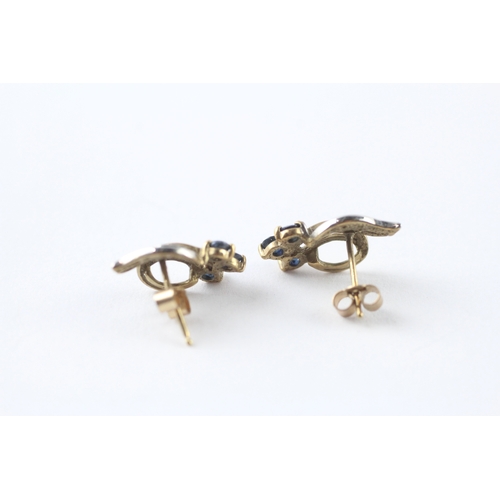 27 - 9ct gold sapphire diamond stud earrings (1.7g)