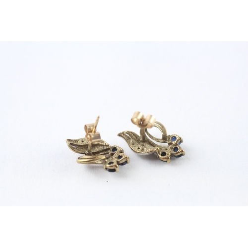 27 - 9ct gold sapphire diamond stud earrings (1.7g)