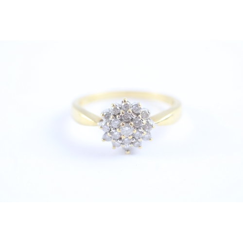 29 - 18ct gold diamond cluster ring (4.3g) Size R
