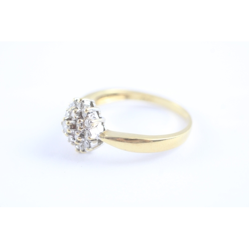 29 - 18ct gold diamond cluster ring (4.3g) Size R
