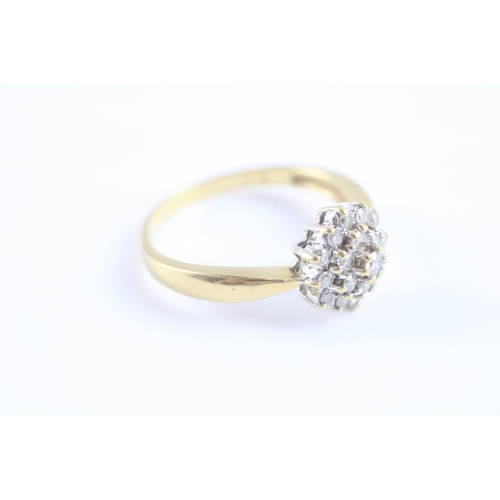 29 - 18ct gold diamond cluster ring (4.3g) Size R