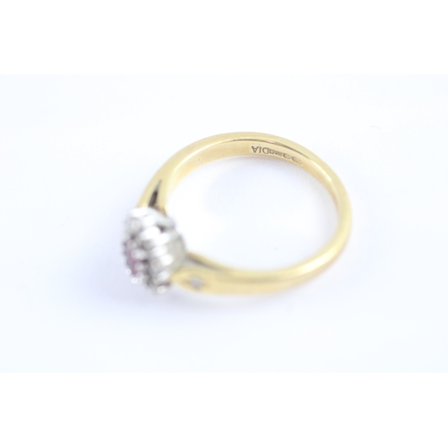 30 - 18ct gold ruby and diamond cluster ring (3.7g) Size K