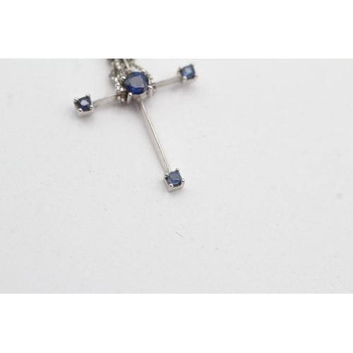 46 - 9ct gold sapphire & diamond pendant necklace (1.8g)