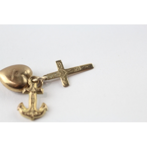 54 - 9ct gold hope faith and charity charm (1.1g)