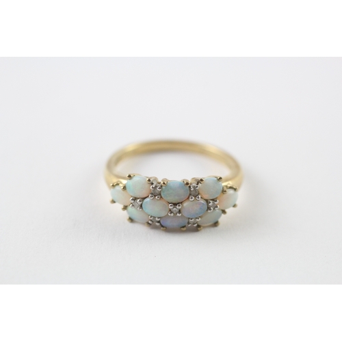 8 - 9ct gold opal and diamond dress ring (3.3g) Size P