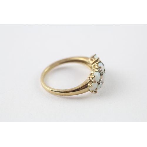 8 - 9ct gold opal and diamond dress ring (3.3g) Size P
