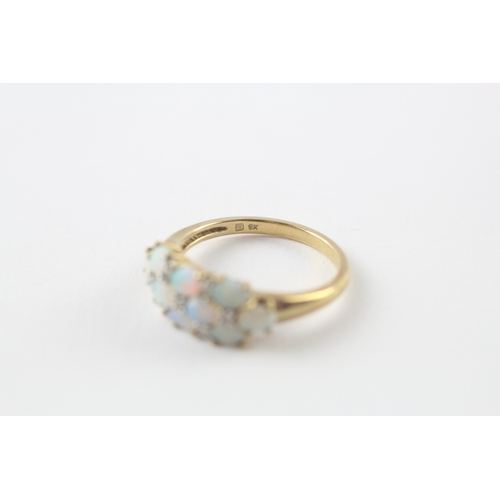 8 - 9ct gold opal and diamond dress ring (3.3g) Size P