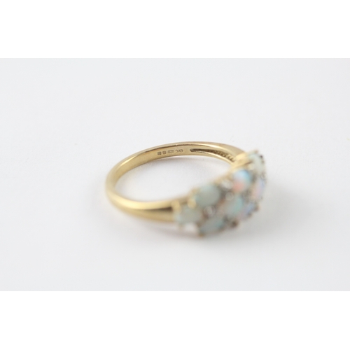 8 - 9ct gold opal and diamond dress ring (3.3g) Size P