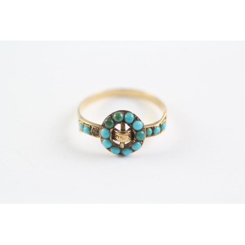 1 - 15ct gold antique turquoise dress ring (as found) (1.9g) Size O