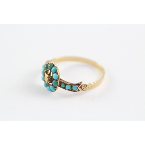 1 - 15ct gold antique turquoise dress ring (as found) (1.9g) Size O