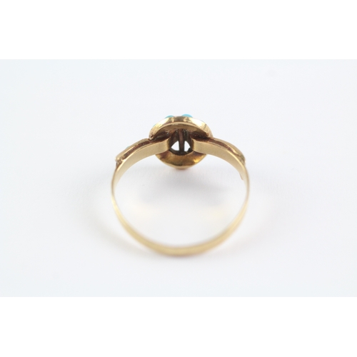1 - 15ct gold antique turquoise dress ring (as found) (1.9g) Size O