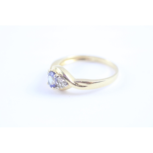 20 - 14ct gold tanzanite & diamond dress ring (2.8g) Size N