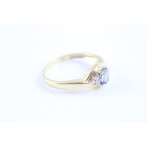 20 - 14ct gold tanzanite & diamond dress ring (2.8g) Size N