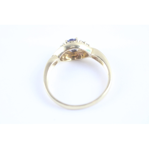 20 - 14ct gold tanzanite & diamond dress ring (2.8g) Size N