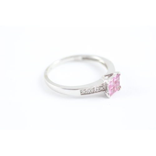 37 - 9ct gold pink sapphire & diamond dress ring (1.9g) Size O