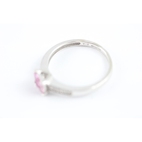 37 - 9ct gold pink sapphire & diamond dress ring (1.9g) Size O