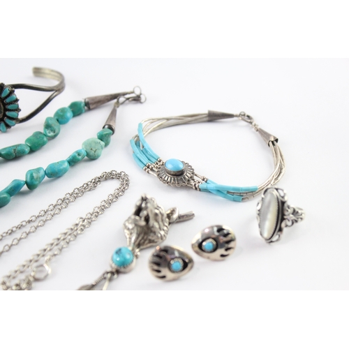 225 - Collection of Sterling Silver Native Jewellery inc. Carolyn Pollack, Maryann & Felix Chavez x 8 (98g... 