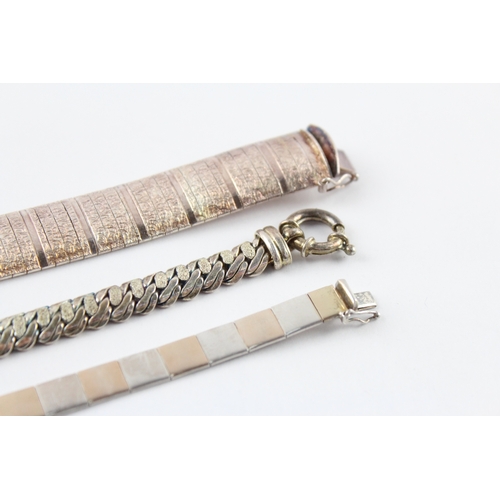 235 - Collection of Sterling Silver Bracelets inc. Omega, Panel, Textured x 3 (83g)