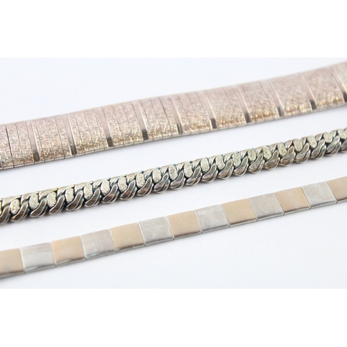 235 - Collection of Sterling Silver Bracelets inc. Omega, Panel, Textured x 3 (83g)