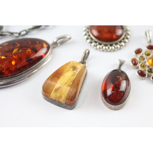 238 - Collection of Sterling Silver Amber Jewellery inc. Modernist, Baltic, Butterscotch x 8 (126g)