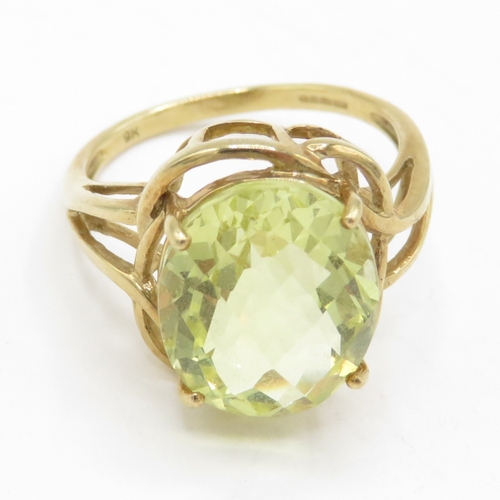 195 - 9ct gold citrine cocktail ring (3.7g) Size N 1/2