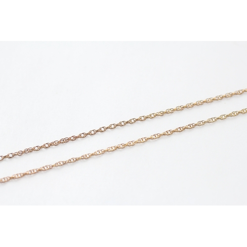 106 - 9ct gold diamond leaf necklace (3g)