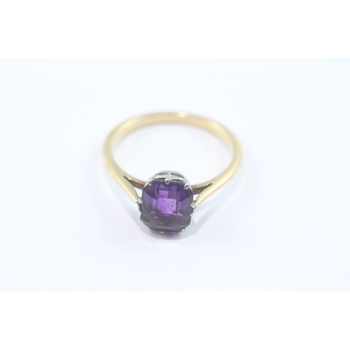 191 - 18ct gold amethyst solitaire ring (2.5g) Size M 1/2