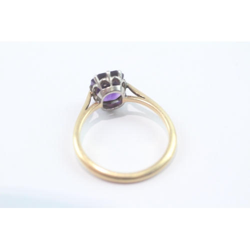 191 - 18ct gold amethyst solitaire ring (2.5g) Size M 1/2