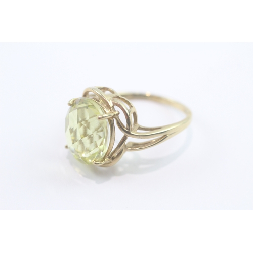 195 - 9ct gold citrine cocktail ring (3.7g) Size N 1/2