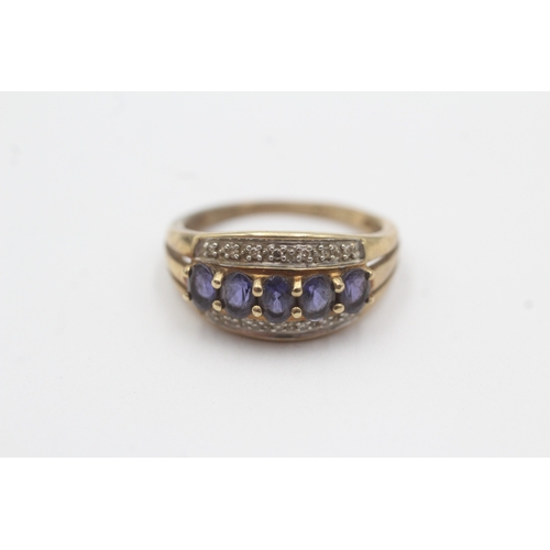 24 - 9ct gold iolite diamond ring (2.2g) Size L