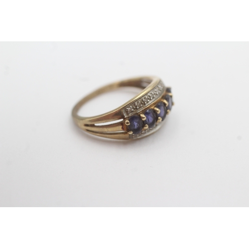 24 - 9ct gold iolite diamond ring (2.2g) Size L
