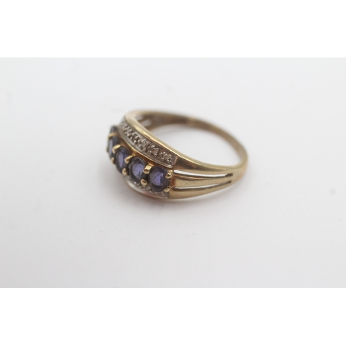 24 - 9ct gold iolite diamond ring (2.2g) Size L