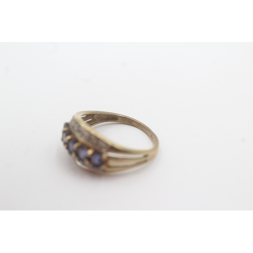 24 - 9ct gold iolite diamond ring (2.2g) Size L