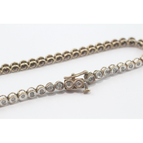 3 - 9ct gold diamond tennis bracelet (7.3g) as seen - catch broken