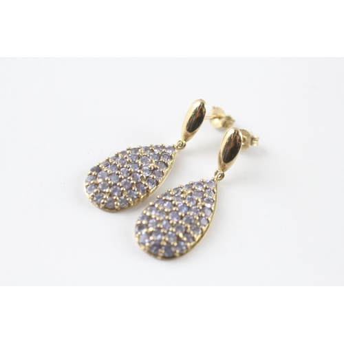 50 - 9ct gold tanzanite drop earrings (3.8g)